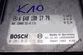 БЛОК УПРАВЛЕНИЯ MERCEDES a6481501779 0281012115 БЕЗ КОДА