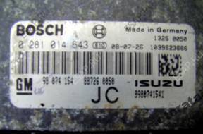 БЛОК УПРАВЛЕНИЯ OPEL ASRA 1.7 ISUZU 0281014643 98074154