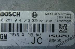 БЛОК УПРАВЛЕНИЯ OPEL ASTRA 1.7CDTI Z17DTH 0281014643 JC