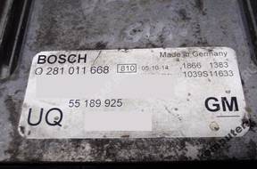 БЛОК УПРАВЛЕНИЯ OPEL ASTRA H 55189925 0281011668 БЕЗ КОДА