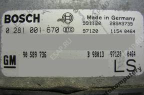 БЛОК УПРАВЛЕНИЯ OPEL ASTRA II 90589736 0281001670 БЕЗ КОДА