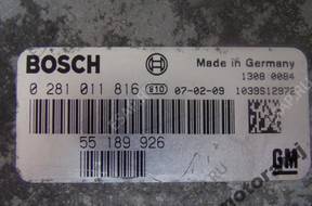 БЛОК УПРАВЛЕНИЯ OPEL VECTRA 1.9 CDTI 0281011816 55189926