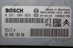 БЛОК УПРАВЛЕНИЯ PEUGEOT 207 1.6 B 0261S04026 9664618380
