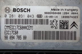 БЛОК УПРАВЛЕНИЯ PEUGEOT 208 1.6HDI 0281031043 9809478580