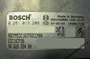 БЛОК УПРАВЛЕНИЯ PEUGEOT 407 9662633480 0281013209 +KOD