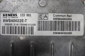 БЛОК УПРАВЛЕНИЯ PEUGEOT CITROEN 5WS40022E-T 9644803280