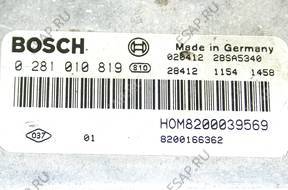 БЛОК УПРАВЛЕНИЯ RENAULT SCENIC 1 I 1.9 DCI 0281010819