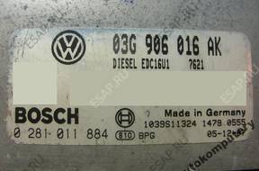 БЛОК УПРАВЛЕНИЯ SEAT LEON 03g906016ak 0281011884 БЕЗ КОДА