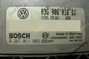 БЛОК УПРАВЛЕНИЯ SKODA 03g906016dj 0281011883 БЕЗ КОДА