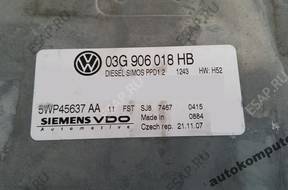 БЛОК УПРАВЛЕНИЯ SKODA OCTAVIA 03g906018hb 5wp45637aa +PIN