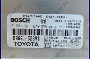 БЛОК УПРАВЛЕНИЯ TOYOTA YARIS 1.4 0281011649 89661-52891