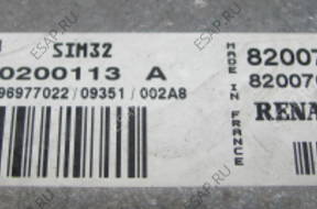 БЛОК УПРАВЛЕНИЯ TWINGO 1.2 SIM32 S120200113A 8200774747