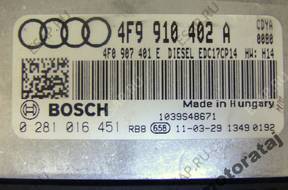 БЛОК УПРАВЛЕНИЯ VW AUDI 0281016451 4F9910402A