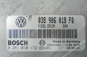 БЛОК УПРАВЛЕНИЯ   VW AUDI 038906018FQ 0281010172
