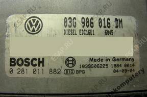 БЛОК УПРАВЛЕНИЯ VW CADDY 03g906016dm 0281011882 БЕЗ КОДА