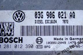 БЛОК УПРАВЛЕНИЯ VW CADDY 1.9 TDI 03G906021AQ 0281012390