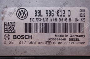 БЛОК УПРАВЛЕНИЯ VW CRAFTER 2.0TDI 0281017663 03L906012D