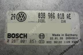 БЛОК УПРАВЛЕНИЯ VW GOLF IV 038906018ae 0281001851 БЕЗ КОДА