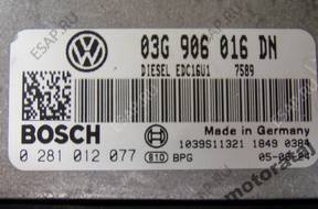 БЛОК УПРАВЛЕНИЯ VW GOLF V 0281012077 03G906016DN