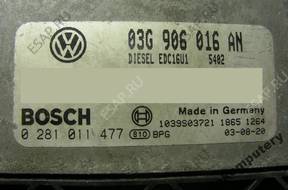 БЛОК УПРАВЛЕНИЯ VW GOLF V 03g906016an 0281011477 БЕЗ КОДА