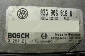 БЛОК УПРАВЛЕНИЯ VW GOLF V 03g906016b 0281011478 БЕЗ КОДА