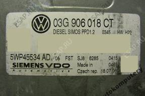 БЛОК УПРАВЛЕНИЯ VW GOLF V 03g906018ct 5wp45534ad + PIN