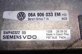 БЛОК УПРАВЛЕНИЯ VW GOLF V 1.6 06a906033em 5wp40322 БЕЗ КОДА