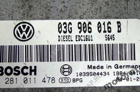 БЛОК УПРАВЛЕНИЯ VW GOLF V 1.9 TDI 03G906016B 0281011478