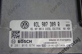 БЛОК УПРАВЛЕНИЯ VW JETTA GOLF 2.0  03L907309 год, 0281016674