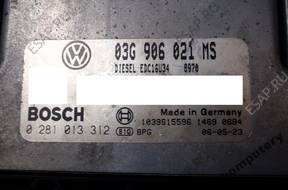 БЛОК УПРАВЛЕНИЯ VW PASSAT 03g906021ms 0281013312 БЕЗ КОДА