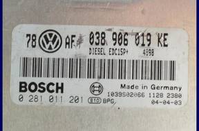БЛОК УПРАВЛЕНИЯ VW PASSAT 1.9 TDI 038906019KE 0281011201