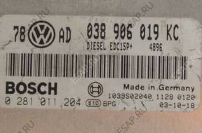 БЛОК УПРАВЛЕНИЯ VW PASSAT B5 0281011204 038906019KC