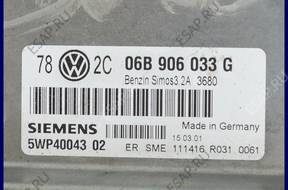 БЛОК УПРАВЛЕНИЯ VW PASSAT B5 2.0 06B906033G 5WP40043