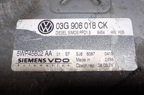 БЛОК УПРАВЛЕНИЯ VW PASSAT B6 03g906018ck 5wp45602aa +PIN
