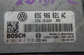 БЛОК УПРАВЛЕНИЯ VW PASSAT TDI 0281012719 03G906021AC