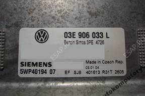 БЛОК УПРАВЛЕНИЯ VW POLO 1.2 03e906033l 5wp40194 БЕЗ КОДА