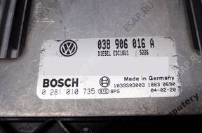 БЛОК УПРАВЛЕНИЯ VW T5 1.9TDI 038906016a 0281010735 + PIN