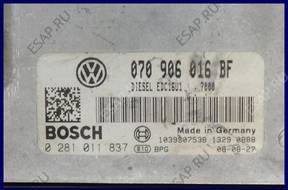 БЛОК УПРАВЛЕНИЯ VW T5 2.5 TDI 070906016BF 0281011837