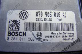 БЛОК УПРАВЛЕНИЯ VW T5 2.5TDI 0281011568 070906016AJ  ECU