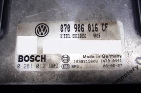 БЛОК УПРАВЛЕНИЯ VW T5 2.5TDI 070906016cf 0281012909 +PIN