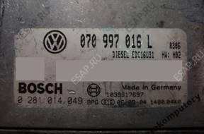 БЛОК УПРАВЛЕНИЯ VW T5 2.5TDI 070997016l 0281014049 + PIN