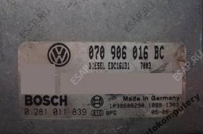 БЛОК УПРАВЛЕНИЯ VW TOUAREG 070906016bc 0281011839 + PIN