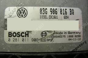 БЛОК УПРАВЛЕНИЯ VW TOURAN 03g906016bq 0281011906 БЕЗ КОДА