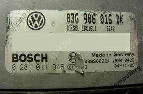 БЛОК УПРАВЛЕНИЯ VW TOURAN 03g906016dk 0281011946 БЕЗ КОДА