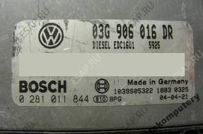 БЛОК УПРАВЛЕНИЯ VW TOURAN 03g906016dr 0281011844 БЕЗ КОДА