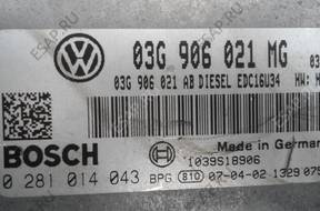БЛОК УПРАВЛЕНИЯ VW TOURAN 1.9 TDI 03G906021MG 0281014043