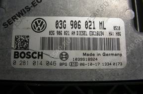 БЛОК УПРАВЛЕНИЯ VW TOURAN 1.9 TDI 03G906021ML 0281014046