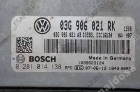 БЛОК УПРАВЛЕНИЯ vw touran 1.9tdi 0281014138 03G906021 год,K