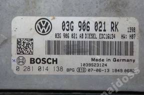 БЛОК УПРАВЛЕНИЯ vw touran 1.9tdi 0281014138 03G906021 год,K
