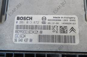 КОМПЛЕКТ БЛОК УПРАВЛЕНИЯ C3 PICASSO 1.6 HDI 90KM 0281013872